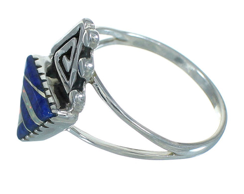 Water Wave Southwestern Silver Lapis Opal Ring Size 8 QX83231